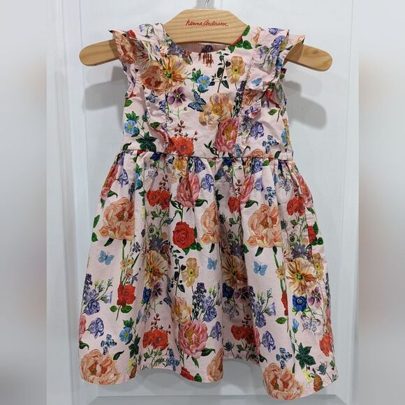 H&M Nathalie Lété Baby Girl Floral Butterfly Spring Summer Easter Pink Sz 12 18m - Picture 2 of 7